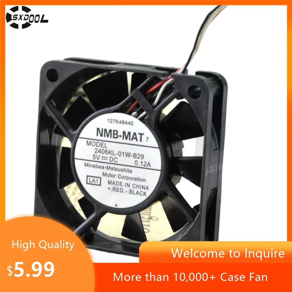 para NMB 2406KL-01W-B29 6cm 6015 5V 0.12A Ventilador de refrigeración de 3 cables con rodamiento de bolas dual para servidores, electrónica e inversores - imagen 2