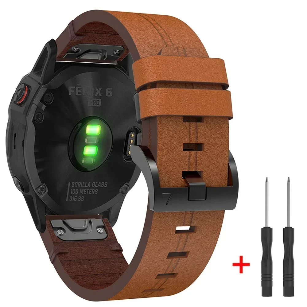 Correa de cuero de 22mm y 26mm para Garmin Fenix E 8 47mm 51mm/7 7X 6X 6 Pro 5X Plus 3HR/Forerunner 965 955/Enduro 2 3/Instinct 2X Band - imagen 4