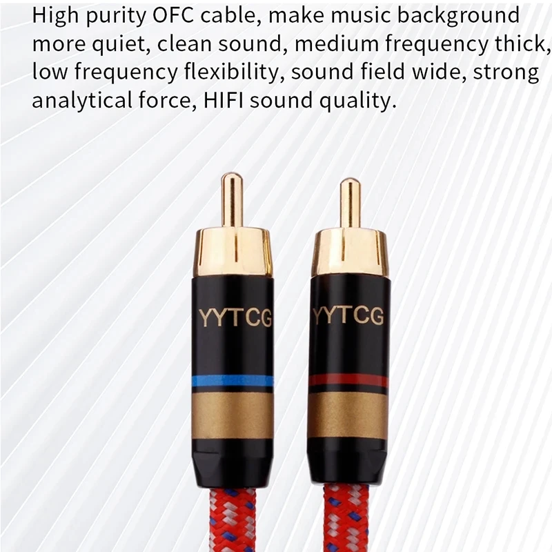 1 par de Cable de Audio RCA estéreo HIFI OFC 2RCA a 2RCA Cable de interconexión para amplificador DAC TV DVD Premium de alto rendimiento - imagen 3