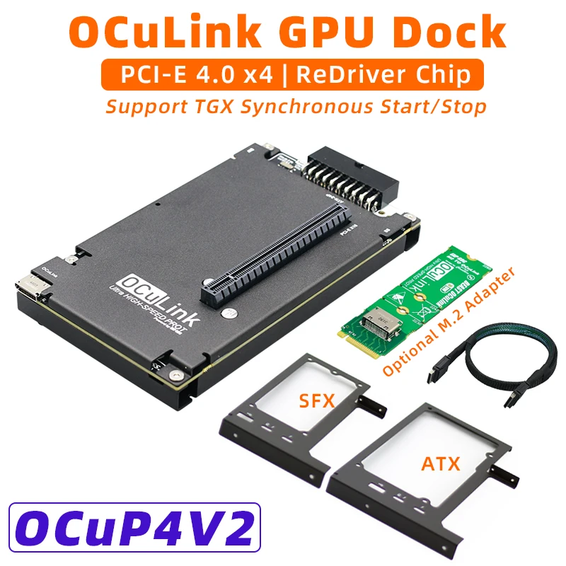 OCuP4V2 OCuLink Tarjeta gráfica externa Dock PCI-E 4,0 x4 ReDriver Adaptador de llave M.2 M opcional para computadora portátil Mini PC a tarjeta de vídeo