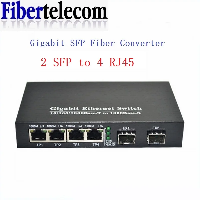 Convertidor de medios Gigabit SFP SFP a 1/2/4/8 RJ45, módulo transceptor Ethernet rápido de 100/1000M, interruptor de canal de fibra de cámara IP - imagen 4