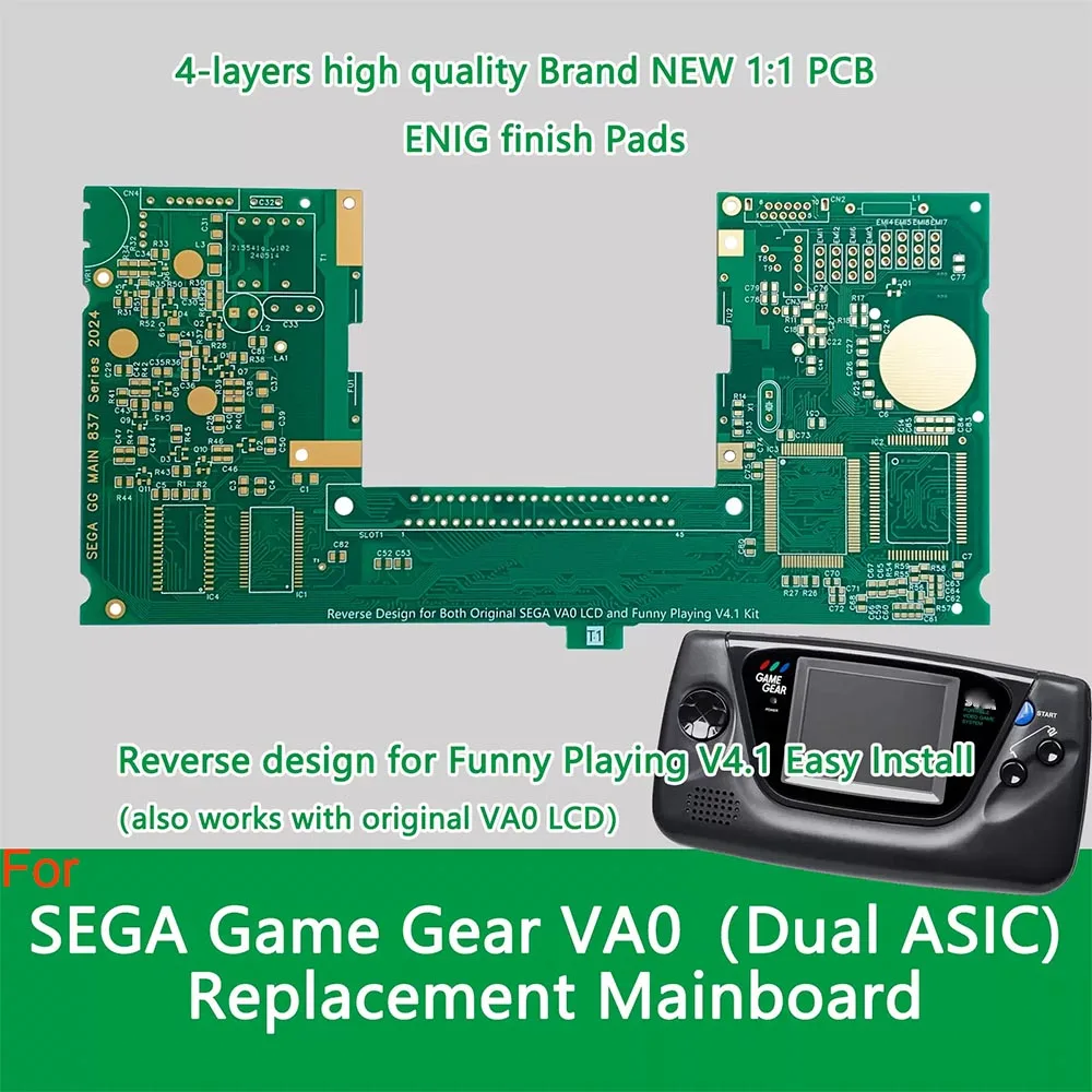 Placa base de ingeniería inversa 2024, PCB en blanco para SEGA Game Gear VA0 (Dual ASIC) - imagen 2