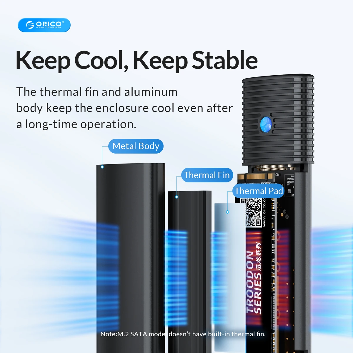 ORICO M2 SSD carcasa NVME SATA SSD M.2 a USB tipo C 3,1 adaptador SSD para NVME PCIE NGFF SATA SSD caja de disco M.2 SSD - imagen 5