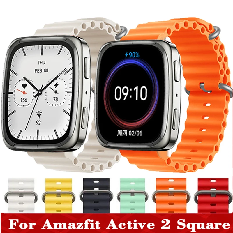 Correa deportiva de silicona Ocean para Amazfit Active 2 Square/Active 2, pulsera de reloj para Amazfit Bip 6 5 3 3Pro Balance 2 GTR2 3 4