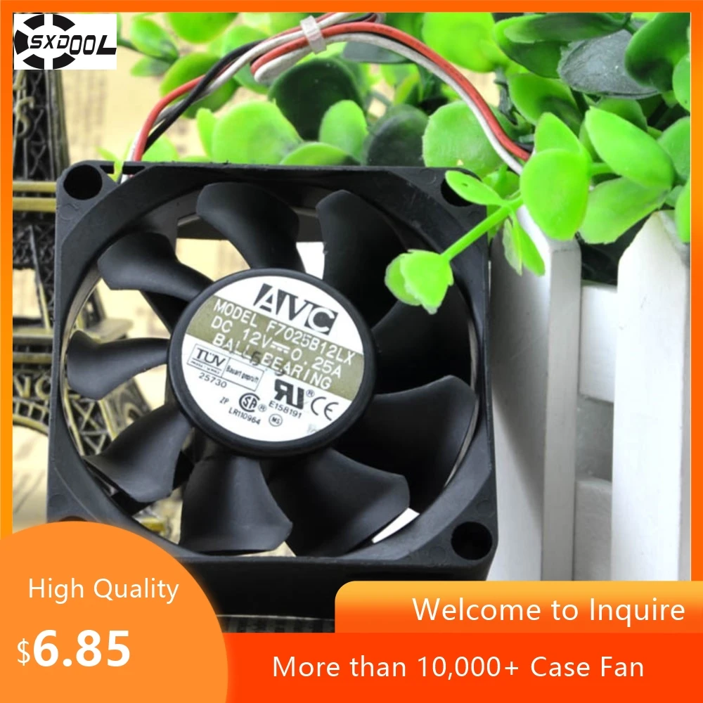 Ventilador con caja de 70mm y 7cm para ordenadores, servidores y equipos industriales de refrigeración con rodamiento de bolas dual AVC 7025 12V 0.16A - imagen 4