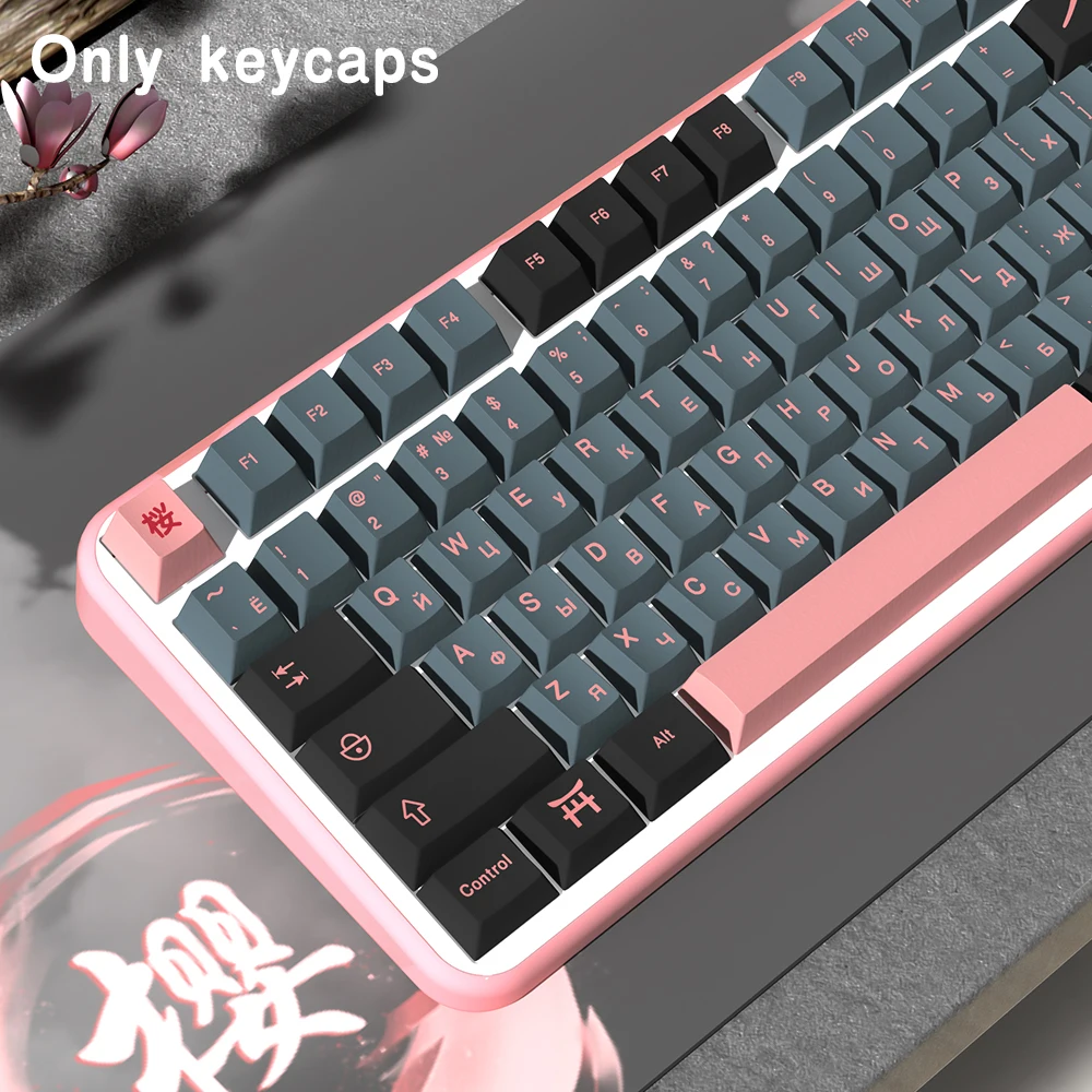 Teclas Night Sakura para teclado mecánico MX Switch GMK, teclas PBT de diseño alemán/francés/español/coreano/japonés, perfil Cherry - imagen 5