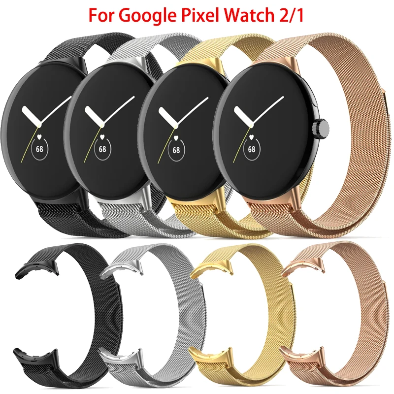 Correa de bucle milanés para Google Pixel Watch 2, pulsera magnética para Google Pixel Watch, Correa de acero inoxidable