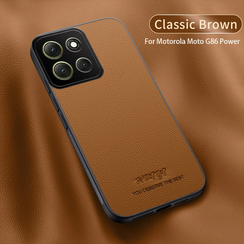 Funda de cuero mate para Moto G86 Power G 86 G96 G85 G75 G64 G35 G34 funda protectora trasera de silicona con marco suave magnético para coche - imagen 2