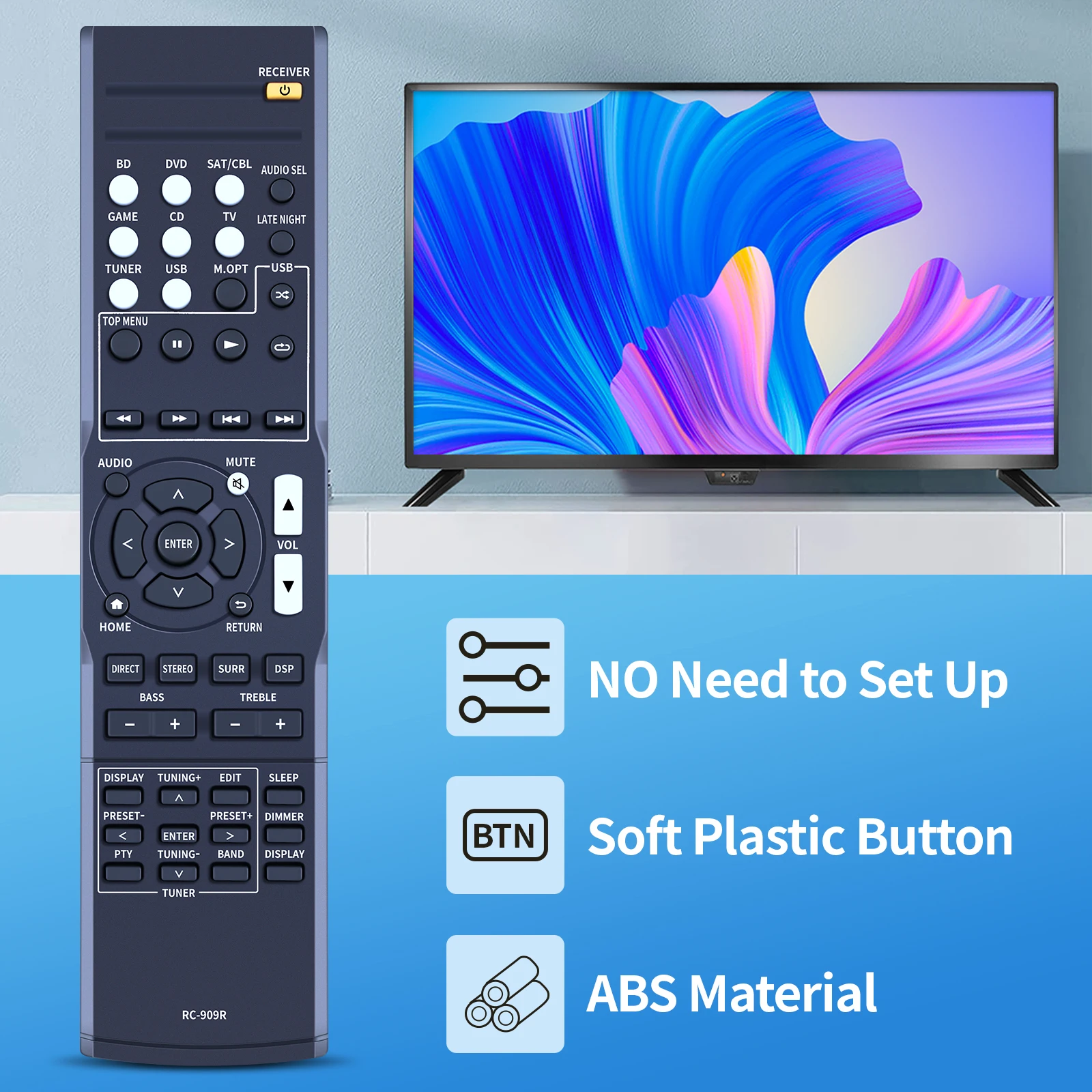 Mando a distancia Receptor AV para Onkyo, RC-909R, HTS3800, HTS3900, HTR397, HTP395, nuevo - imagen 3