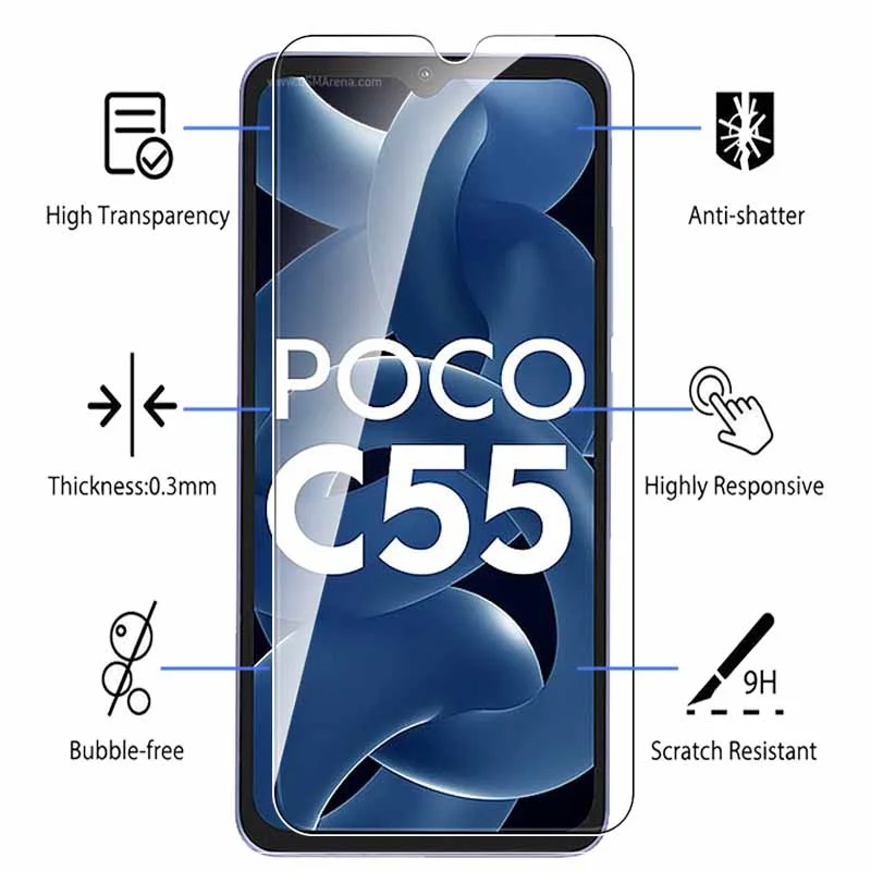 Vidrio Templado HD para Xiaomi, Protector de pantalla para Poco C40, C55, C50, C3, F4, GT, C31, X5, X4GT, X5Pro, X4Pro, X3Pro, F3, GT, 4 unidades - imagen 5