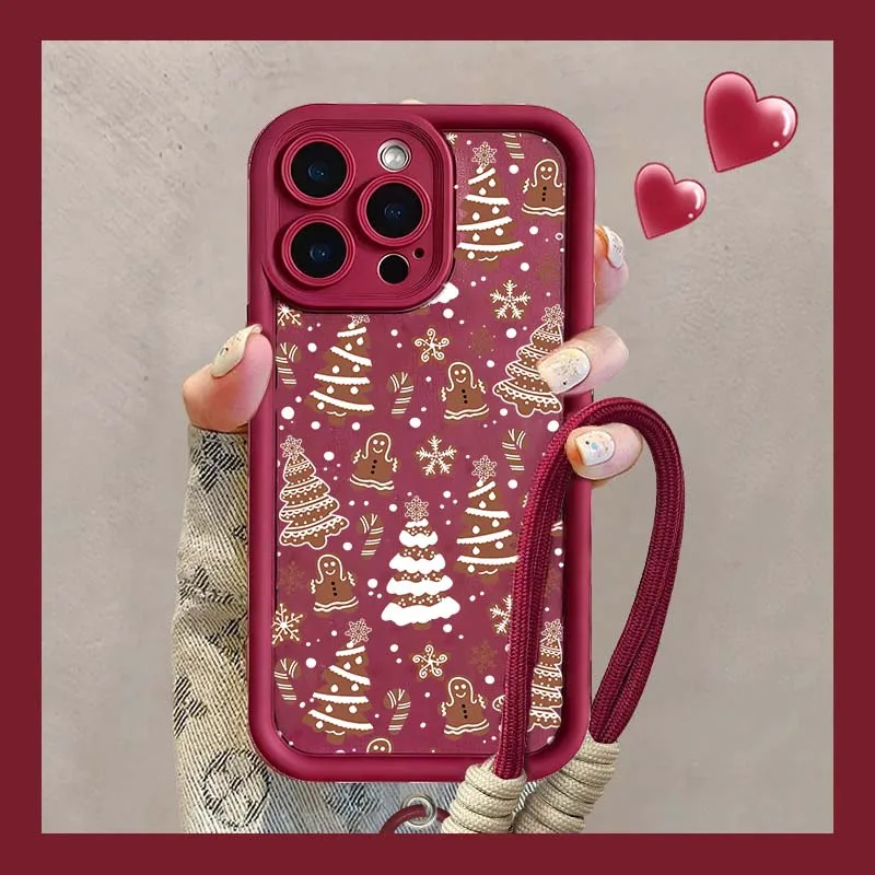 Bonita funda con cordón para muñeca con forma de copo de nieve y árbol de Navidad para VIVO V60 5G Y400 X200FE V50 Lite V40 Y29 Y100 IQOOZ10 - imagen 2