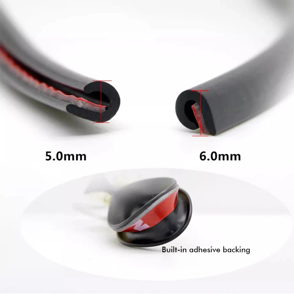 Tiras protectoras de goma para Borde de puerta de coche, 5M, molduras laterales adhesivas, protección, molduras de puertas universales para estilo de coche - imagen 5