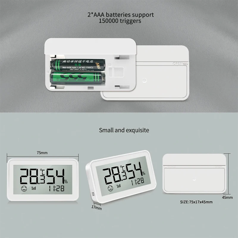 Sensor inteligente de temperatura y humedad de escritorio Tuya con pantalla LCD, aplicación remota de monitoreo Integra para hogar inteligente, funciona con Alexa/Google - imagen 5