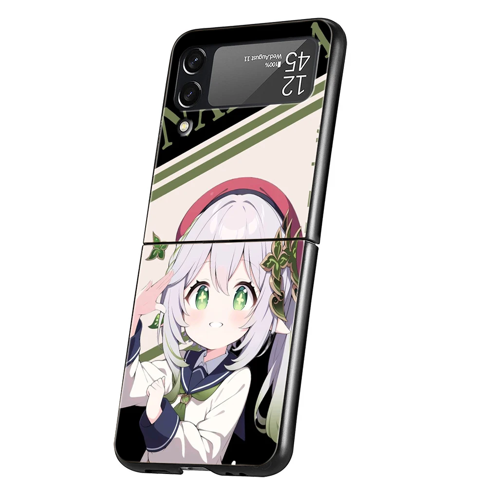Genshin-funda de teléfono Nahida de impacto para Samsung Galaxy Z Flip 3, 4, 5, 6, 7, PC plegable negro duro para Samsung Z Flip3 Flip4 Flip5 - imagen 4