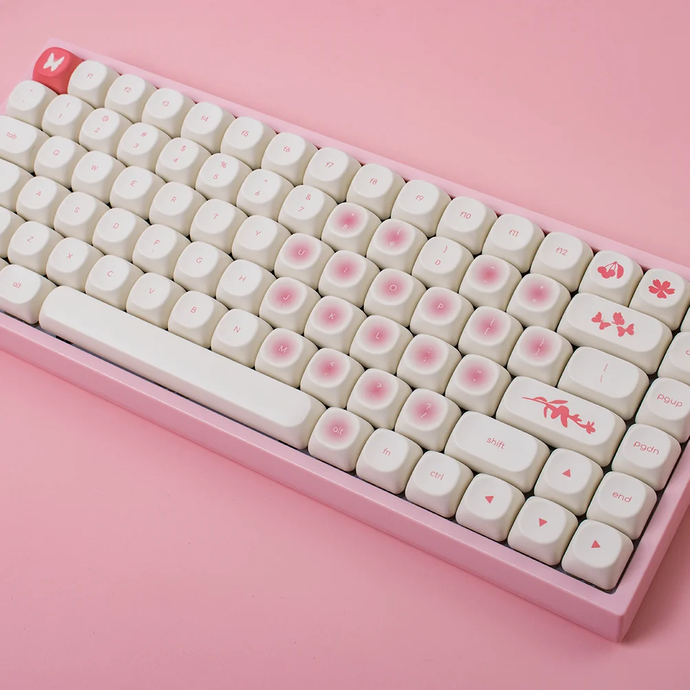 Teclas minimalistas de flores rosas con sublimación de tinte PBT, teclas de perfil MOA para teclado mecánico MX 61 68 75 84 87 96 980 - imagen 5