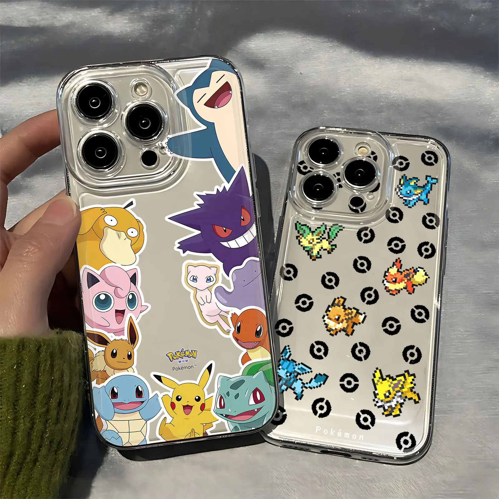 Nueva funda de teléfono Anime Pokémons Pikachus para iPhone 16 15 14 13 12 11 Mini Pro Max X XR XSMax 7 8 Plus SE20 cubierta transparente - imagen 4