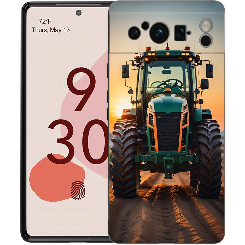 Funda de teléfono para Tractor de vehículos agrícolas, funda negra de silicona a prueba de golpes para Google pixel 9 8 7 6 Pro 8A 6A 7A 5G - imagen 4