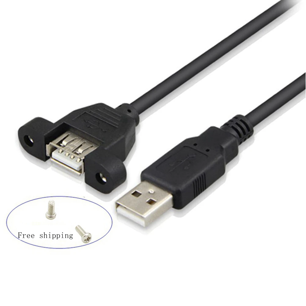Cable de extensión USB para montaje en panel, puerto tipo uno usb2.0 macho a hembra con orificio para tornillo Cable de conexión de bloqueo Cabo 30cm 1M 5M 1,5 M - imagen 2