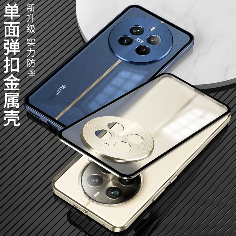 Parachoques de marco de Metal de aleación de aluminio para Realme, cubierta de vidrio templado para Realme 12 Pro Plus 12 Pro, carcasa dura a prueba de golpes - imagen 3