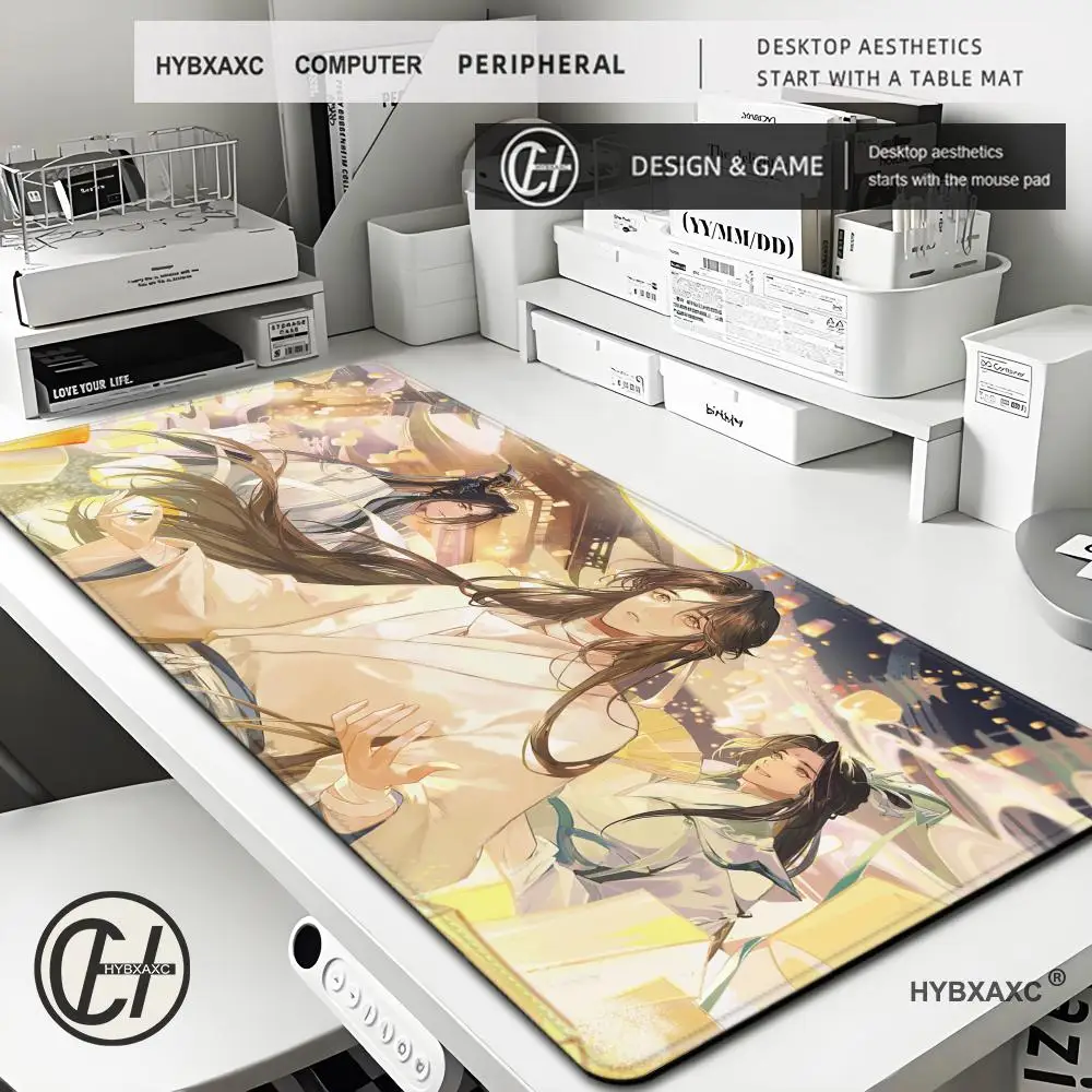 Alfombrilla de ratón de goma grande HD TGCF Xie Lian Hua Cheng, 90x40cm, arte creativo de dibujos animados Ruoye y e-ing, alfombrilla antideslizante para fanáticos de Cosplay BL - imagen 3