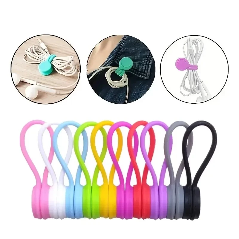 Bridas magnéticas reutilizables para cables, Clips organizadores de cables, bridas magnéticas de silicona para regalar cosas, marcador de libros, imanes para nevera - imagen 2