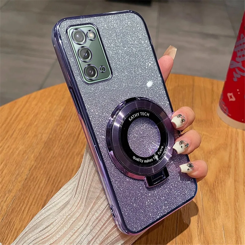 Funda con purpurina suave para Samsung Galaxy Note 20 Ultra, funda con soporte magnético para teléfono móvil Samsung Galaxy Note 20 Ultra 10 Plus 9 - imagen 4