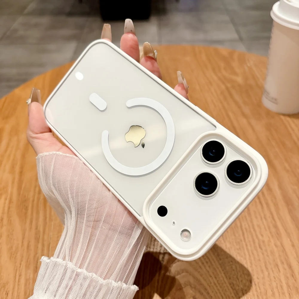 Armadura para funda Magsafe para iPhone 17 Air 16 15 14 Pro Max 13 12 Mini 11 X XS MAX XR 7 8 Plus cubierta transparente acrílica suave + dura - imagen 5