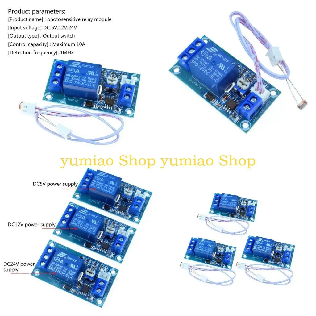 587B 10A Interruptor control luz Fotorresistor Módulo relé detección 5V 12V 24V