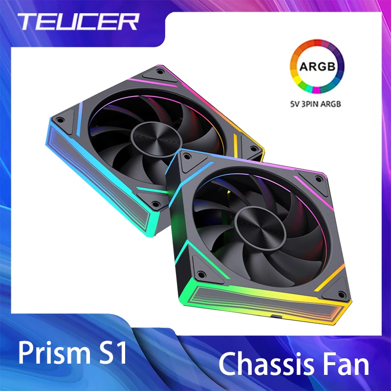 TEUCER Prism S1 ventilador de chasis 120MM ARGB 5V 3Pin PWM PC ventilador de refrigeración enfriador para caja de PC 800 a 1800RPM ventilador de radiador de CPU - imagen 2