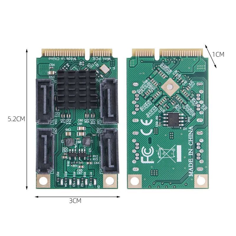Mini PCIE a 4 puertos SATA tarjeta de expansión Riser SATA 3,0 adaptador de altura completa MPCI-E a Quad SATA HDD interfaz tarjeta adaptadora para PC - imagen 4