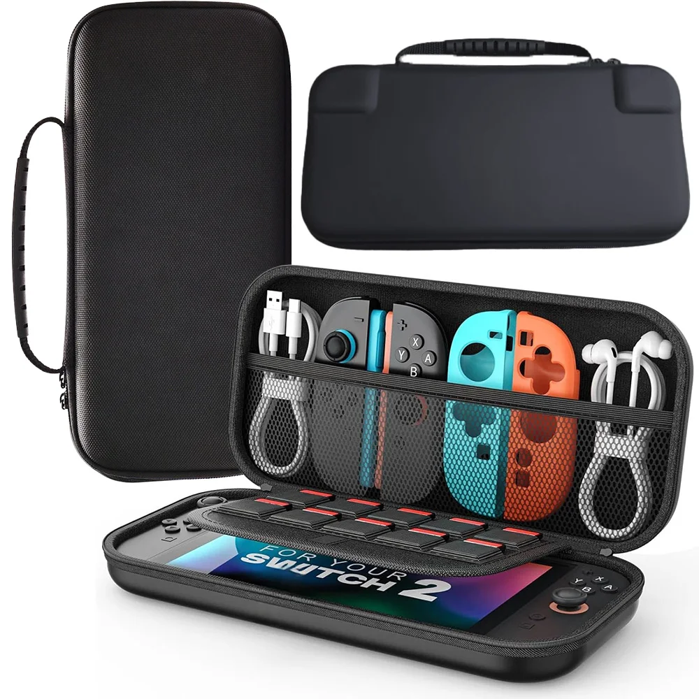 Estuche de viaje todo en uno para Switch 2, bolsa de transporte Protector de pantalla Estuche protector Agarre para pulgar Kit de almacenamiento de accesorios 14 en 1 - imagen 3