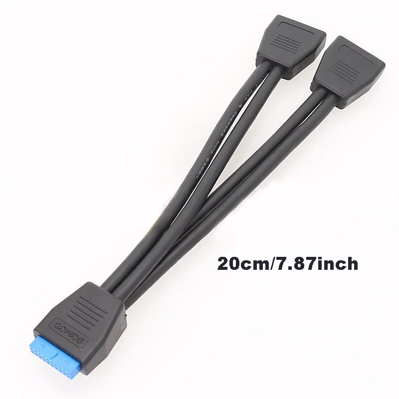 Divisor de Cable USB 3,0 de 19 pines Y, adaptador de 2 puertos USB hembra a 20 pines, conexión interna de placa base, Cable de conversión PCIE a 20 pines - imagen 5