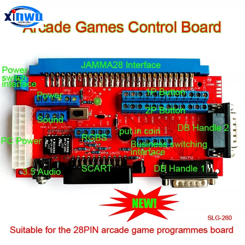 Jamma Cbox convertidor Db Joypad Scart Handle para Neo Geo Mvs Snk Game Board Video Arcade Machine Joystick Konverter, 28 pines - imagen 4