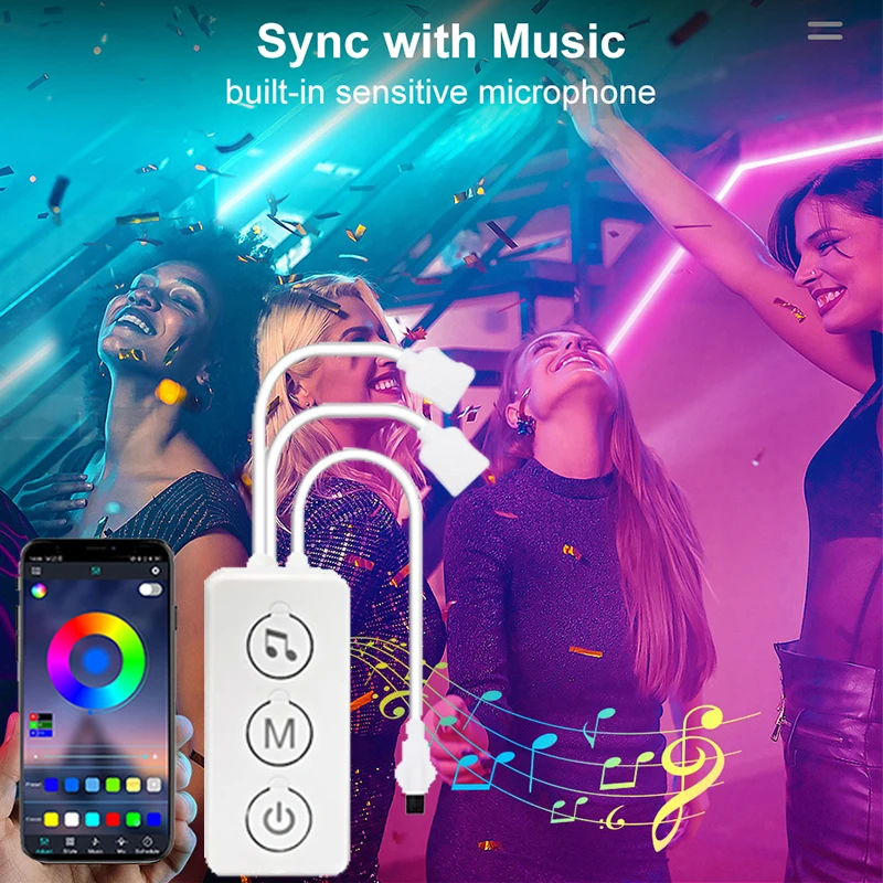 Controlador RGB Bluetooth, 4 pines, 12V, cambio de Color, controlador de luces LED RGB, control remoto inteligente, controlador LED RGB de 40 teclas, sincronización de música - imagen 5