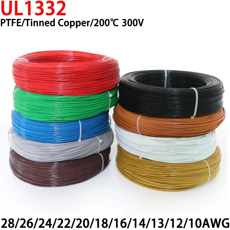 Cable de plástico PTFE UL1332 FEP para impresora 3D, Cable electrónico de alta temperatura, 28/26/24/22/20/18/16/14/13/12/10AWG, 5/10M - imagen 2
