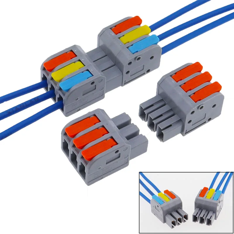 10PCS Docking Mini Quick Wire Connector Universal Compact Electrical Wiring Connectors Push-in Butt Conductor Terminal Block