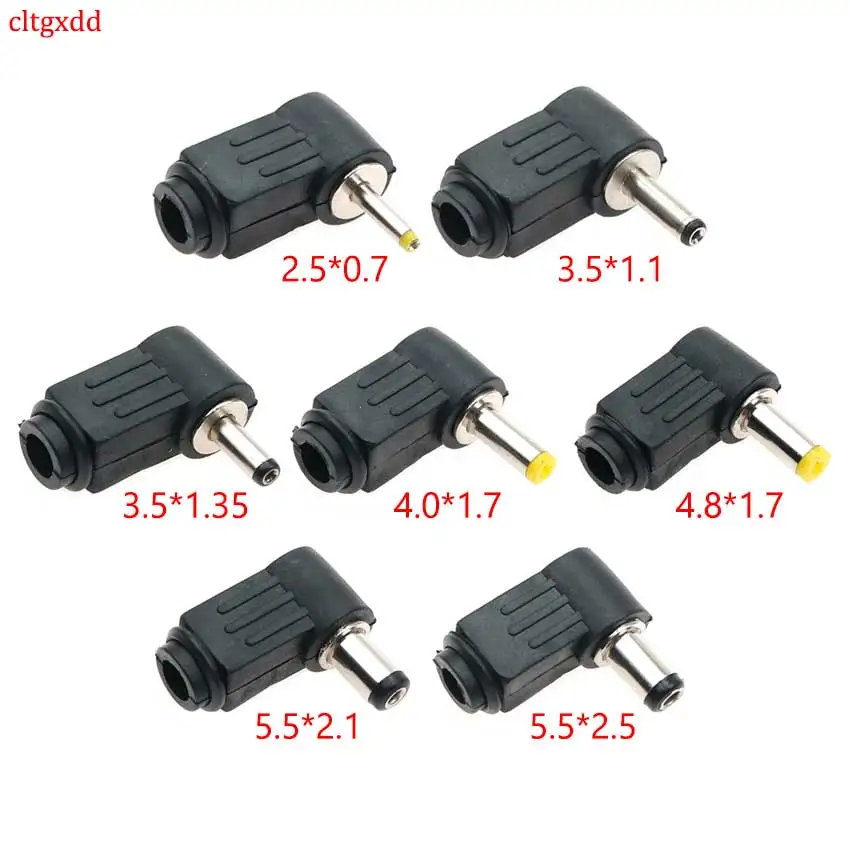 Cltgxdd-conector de soldadura de enchufe macho de alimentación de CC, 5 piezas, 90 grados, en forma de L, 5,5x2,5, 5,5x2,1, 4,8x1,7, 4,0x1,7, 3,5x1,35, 3,5x1,1 MM