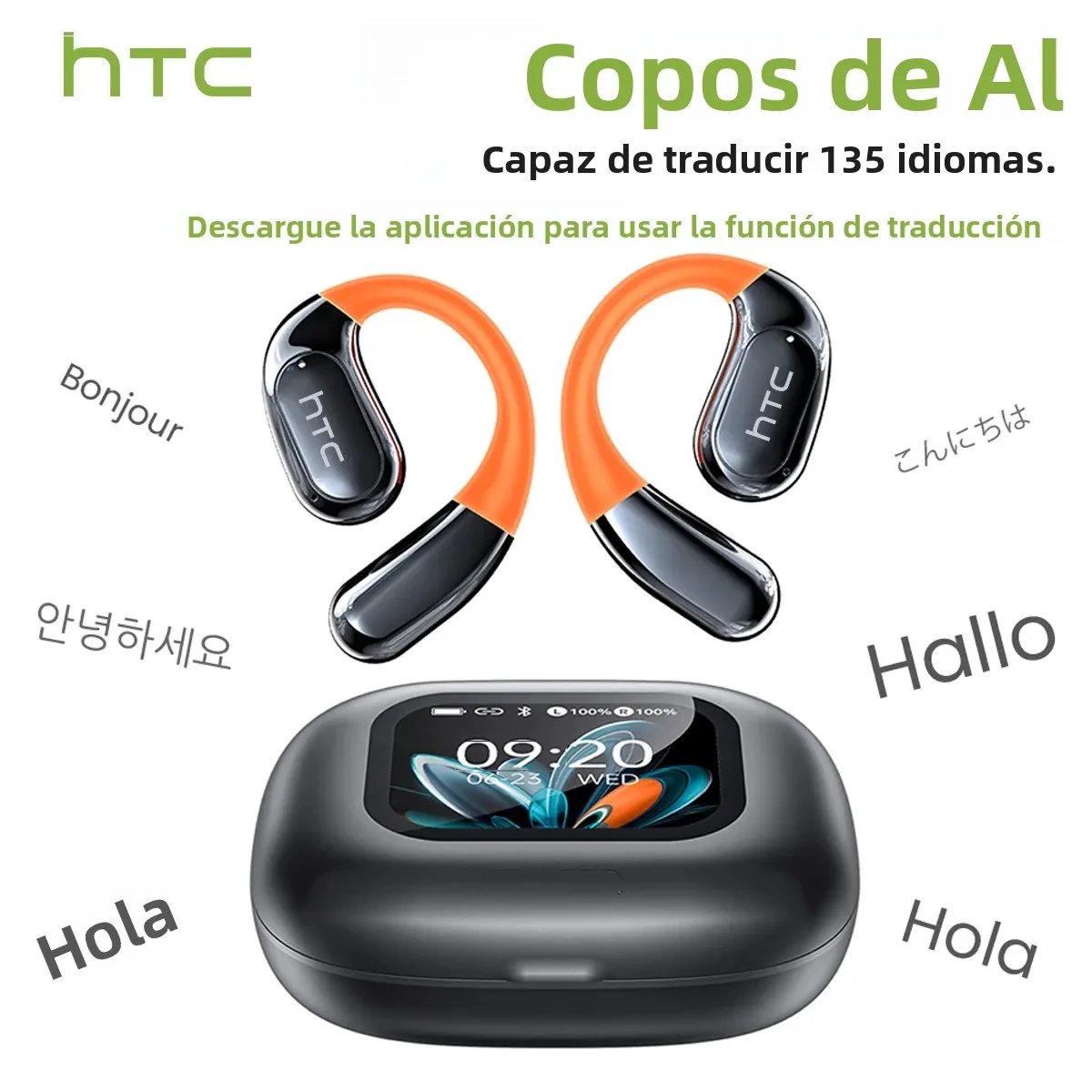 HTC NE27 auriculares Bluetooth AI traducción auriculares OWS deporte pantalla táctil batería Ultra larga duración auriculares inalámbricos