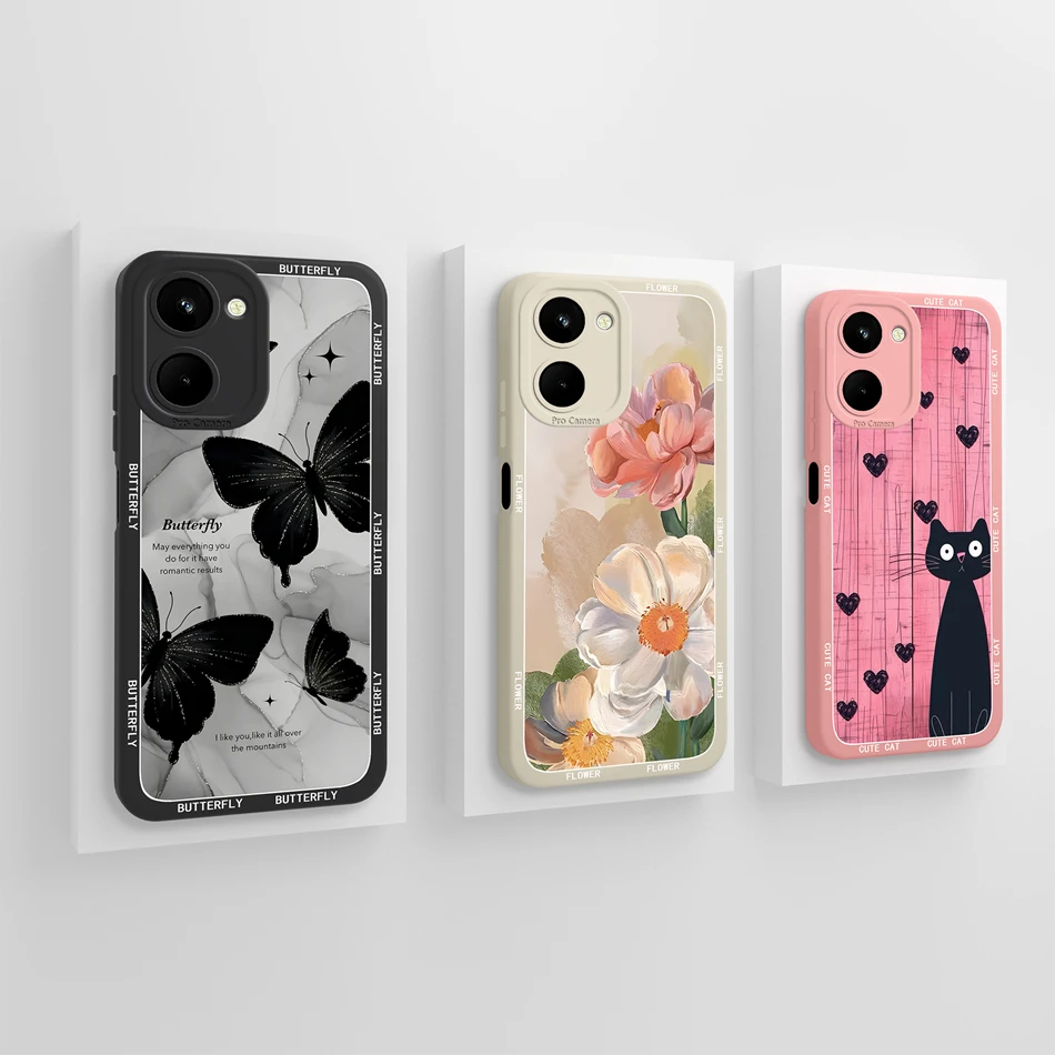 Para Realme 10 Pro Plus 10S funda de teléfono mariposa Rosa suave silicona líquida cubierta anticaída para Realme10 carcasa de teléfono ligera - imagen 2