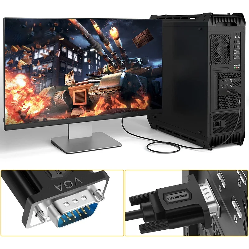 SHULIANCABLE Cable de monitor VGA a VGA 1080P full HD cable macho a macho HD15 adecuado para monitores de computadora, proyectores - imagen 3