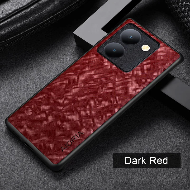 Funda para Vivo Y36 Y78 Y55 T1 Y33T Y33S Y21S Y19 Y15S Y15A Y01 Y10 Y02 4G 5G Funda de cuero con patrón cruzado coque de lujo - imagen 4