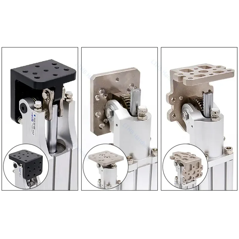 Accesorio de manipulador de cilindro de palanca neumática, grupo de colocación lateral Mini 32/40-45L, gira 90 °   Bisagra de fijación de rueda de estante abatible - imagen 4