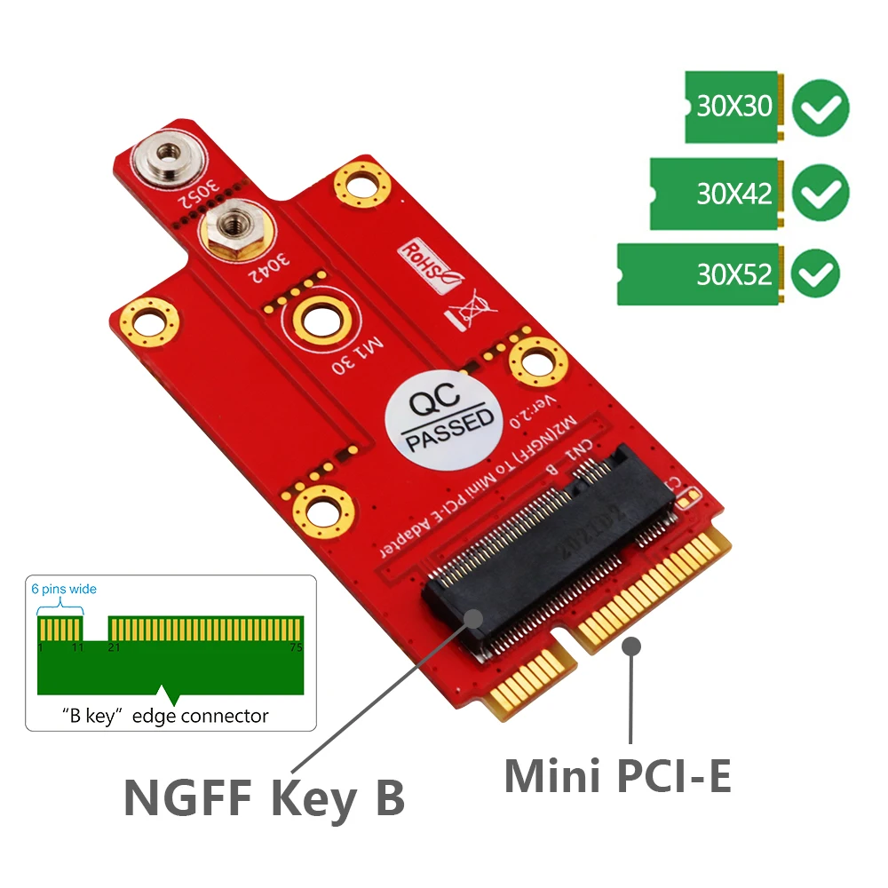 Adaptador M.2 NGFF Key B a Key B, tarjeta de protección de prueba, compatible con 2230/2242/2260/2280, compatible con llave B SATA-bus SSD y módulo LTE 3G/4G - imagen 3