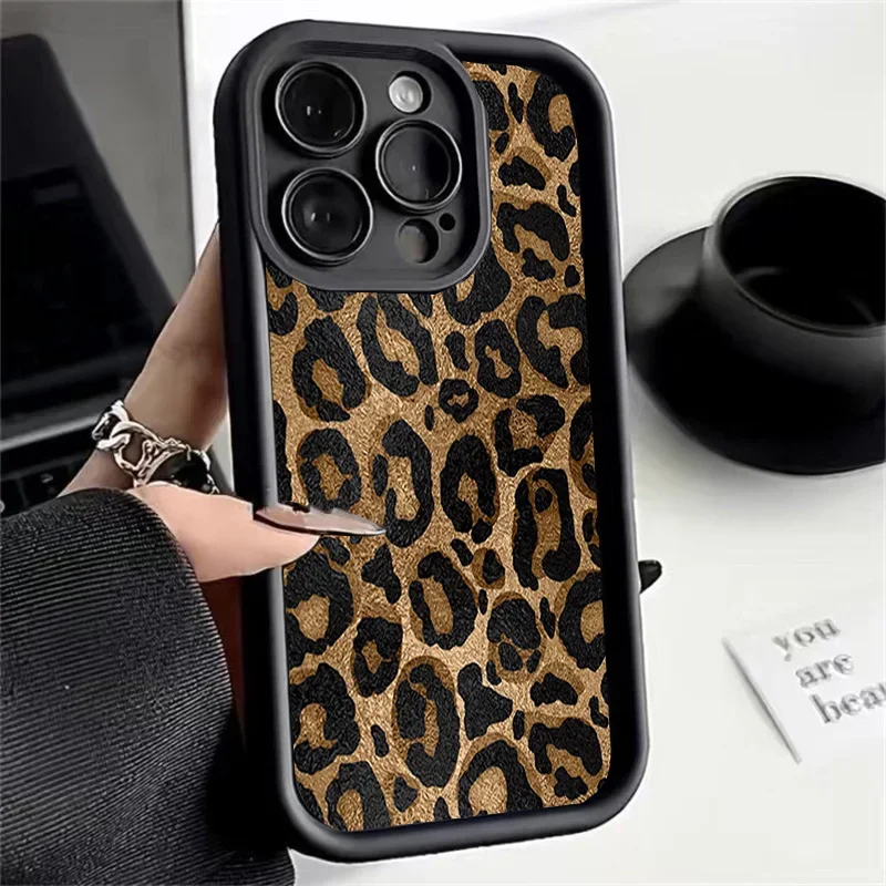 Funda con estampado de leopardo dorado de estilo coreano para Xiaomi Poco F7 X7 M7 Pro 15 Ultra 14T PRO 14T 13T X5 X3 M6 X3GT F5 Mi 8 - imagen 2