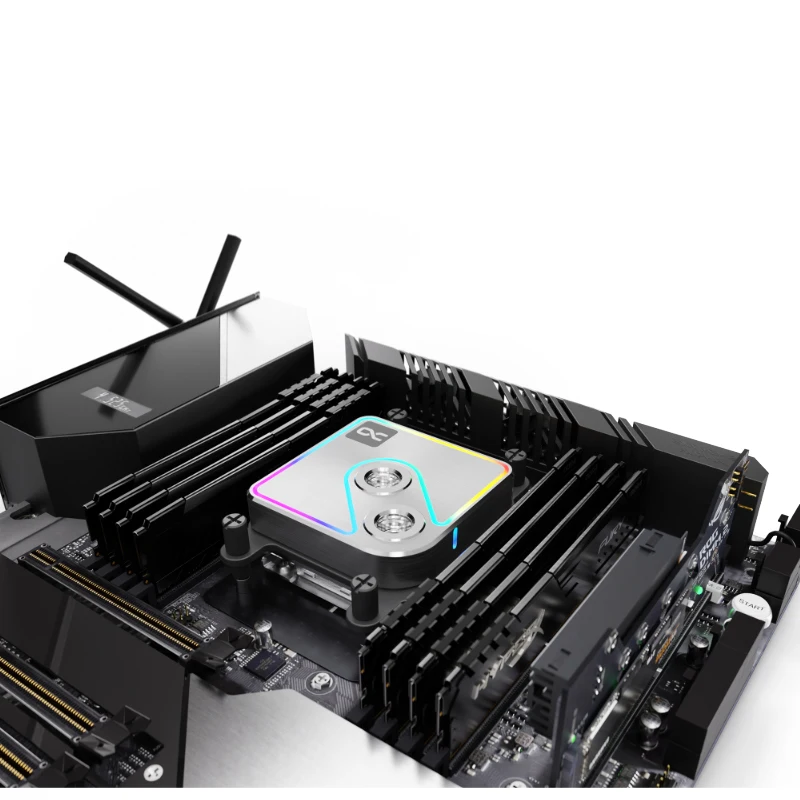 Alphacool Core 1 5V Aurora CPU bloque de agua Compatible con AMD AM4,AM5, para enfriador INTEL LGA 1700, cobre niquelado, negro, plateado - imagen 4