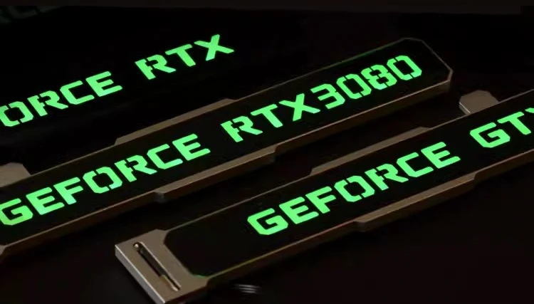 Un letrero de neón verde que dice Force RTX 3080