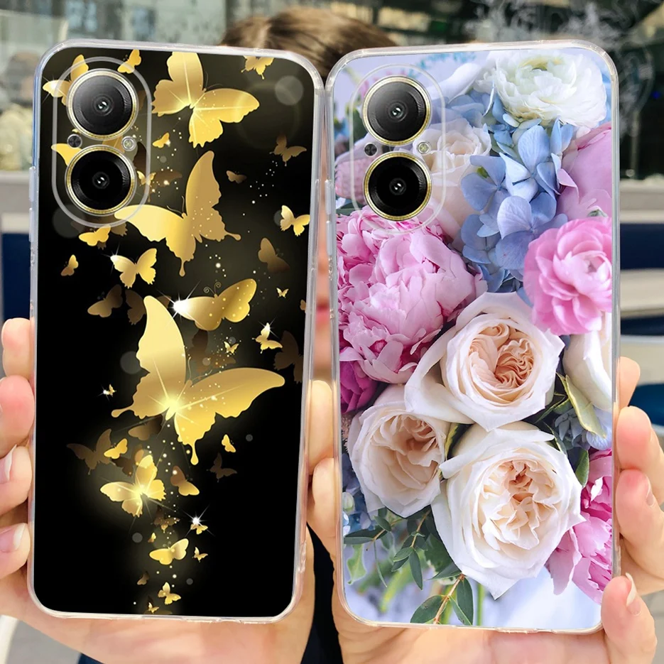 Para Realme C67 4G funda RMX3890 lindo gato mariposa cubierta pintada funda de teléfono de silicona suave para Realme C67 C 67 RealmeC67 4G parachoques - imagen 3