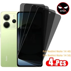 Protector de pantalla de privacidad para Xiaomi Redmi note 14, vidrio templado, película protectora antiespía para teléfono, Redmi note 14