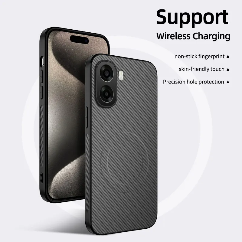 Para OPPO A6X Funda magnética sensación de piel fibra de carbono texturizada PC anticaída cubierta a prueba de golpes para OPPO A6X A6 X Funda de parachoques