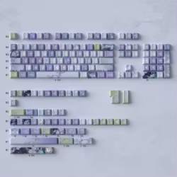 Teclas de color púrpura para teclado mecánico Cherry MX Switch, 156 teclas, elemento de flor, PBT Dye-Sub Cherry